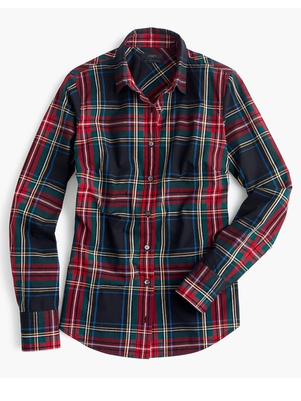 J. Crew Women’s Perfect Shirt in Stewart Tartan Plaid Red Green Holiday E6309 8